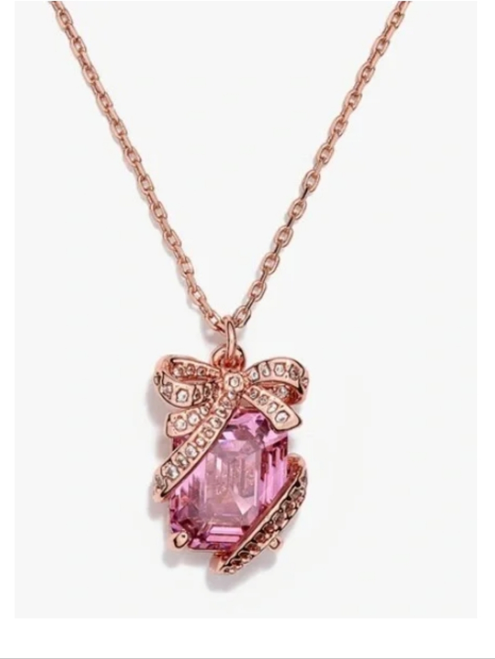 Kate Spade Pave Present Emerald Present Pendant Pink Necklace